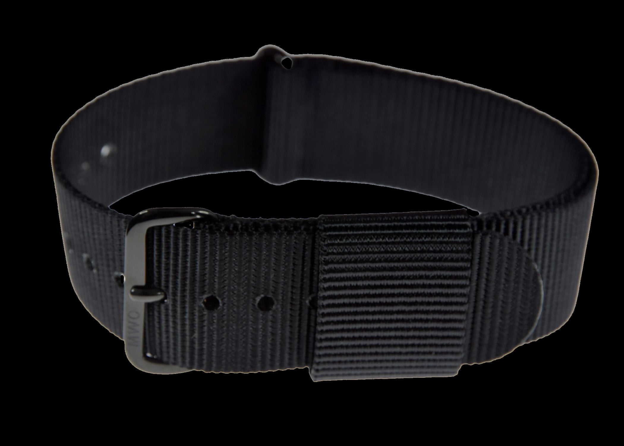 18mm US-Muster Hybrid Schwarz Militär-Uhrenarmband mit schwarzen PVD-Verschlüssen