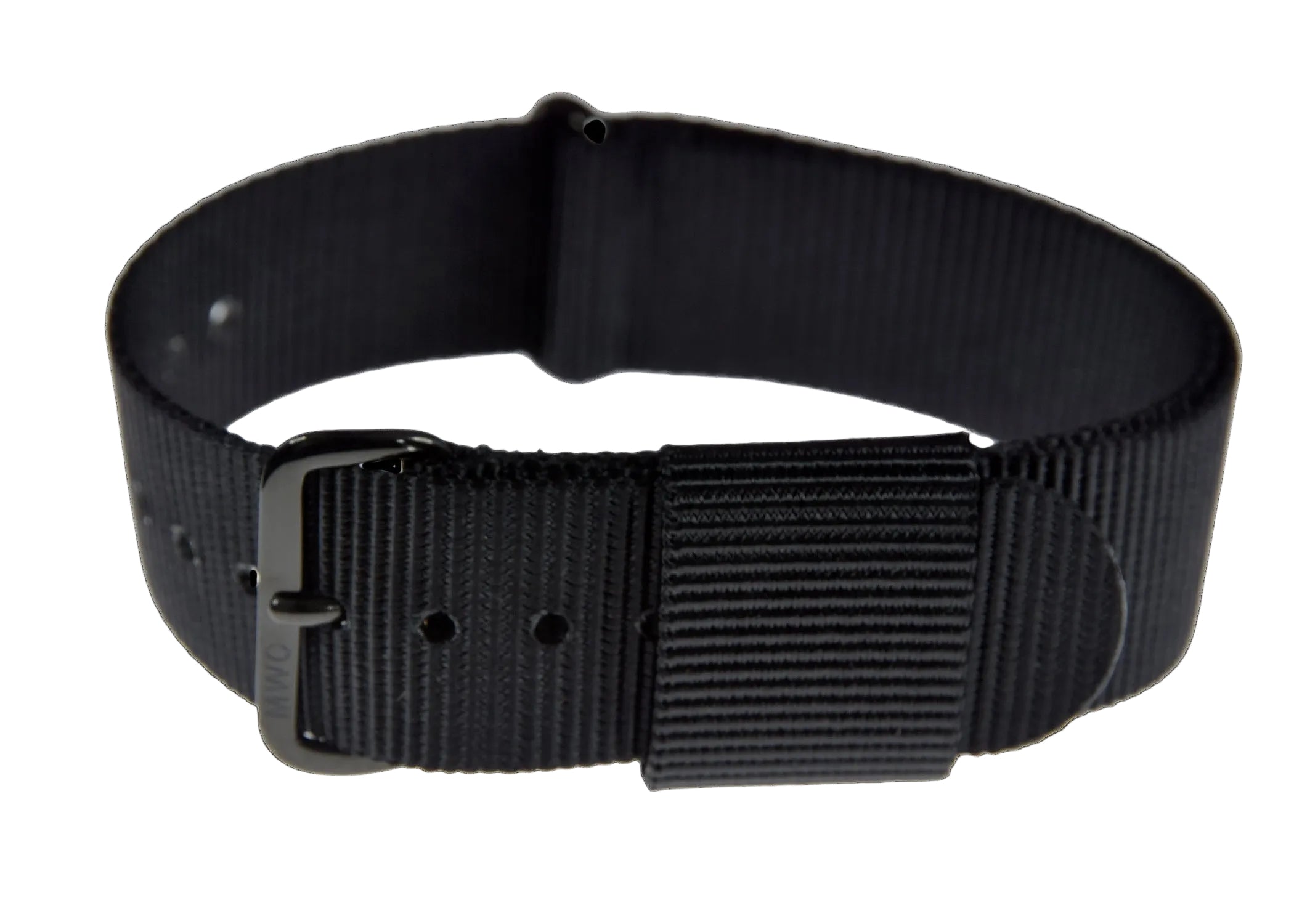 18mm US Pattern Hybrid Black Military Watch Strap with Black PVD Fasteners