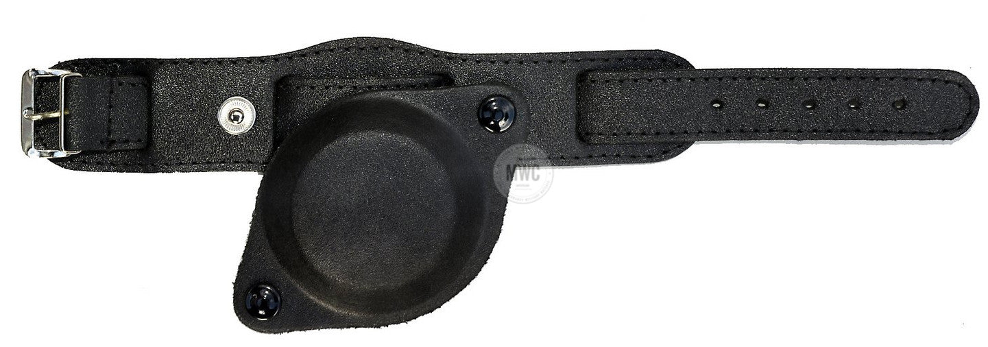 Bracelet de montre militaire en cuir noir 18mm motif années 1950 avec protection de cadran