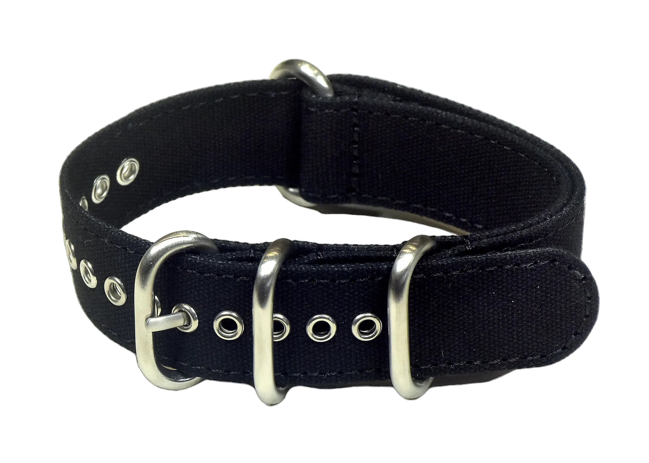 Black 22mm Retro Pattern Canvas One Piece Strap