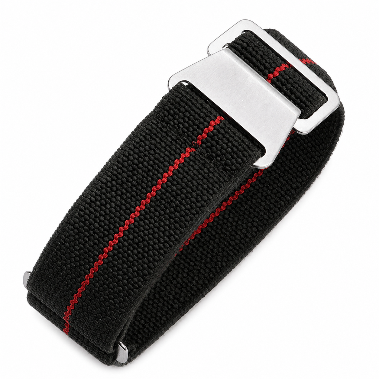 Bracelet élastique marine française et forces spéciales 20mm vert avec une bande rouge