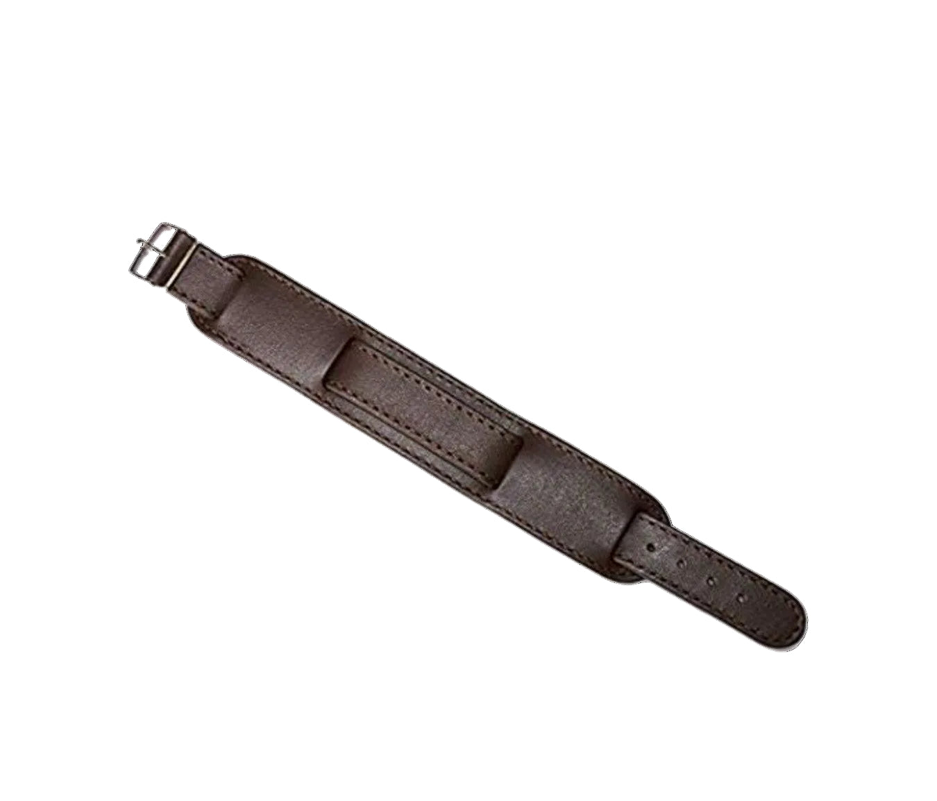 Brown 1950s Pattern 18mm Leather Military Watch Strap with Chrome Buckles