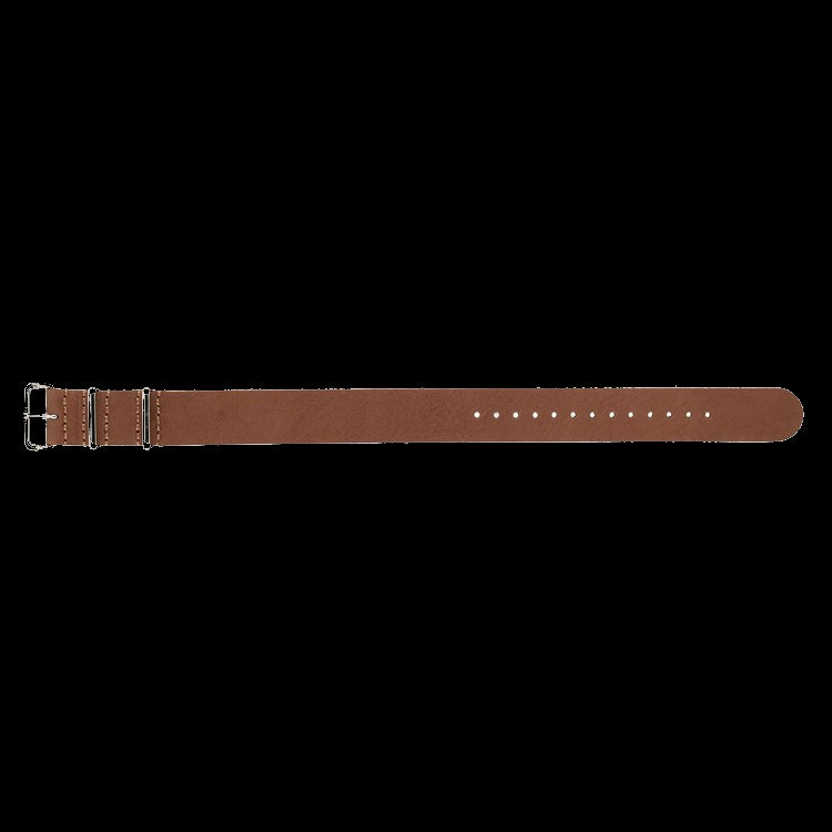 Bracelet de montre militaire NATO en cuir marron 22mm