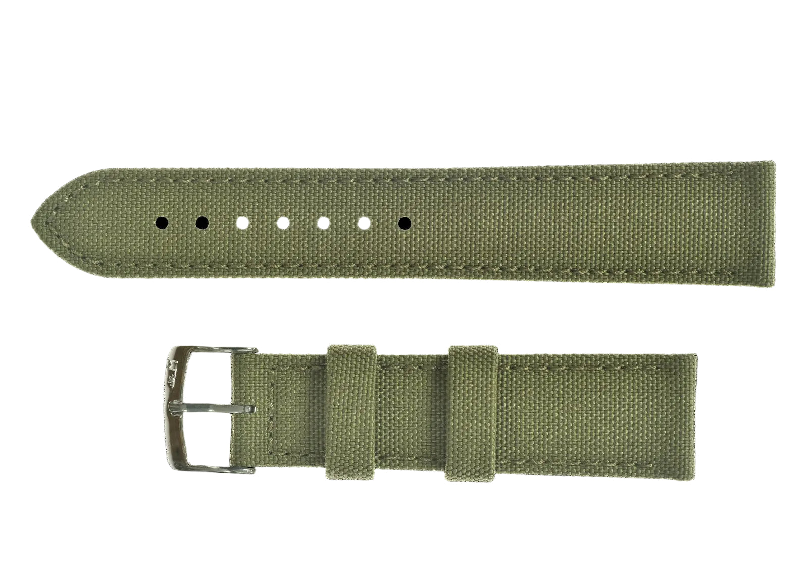 2 Piece Retro Pattern 24mm Canvas Military Watch Strap in Olive Drab - The Ideal Durable Fabric Strap for Military Watches