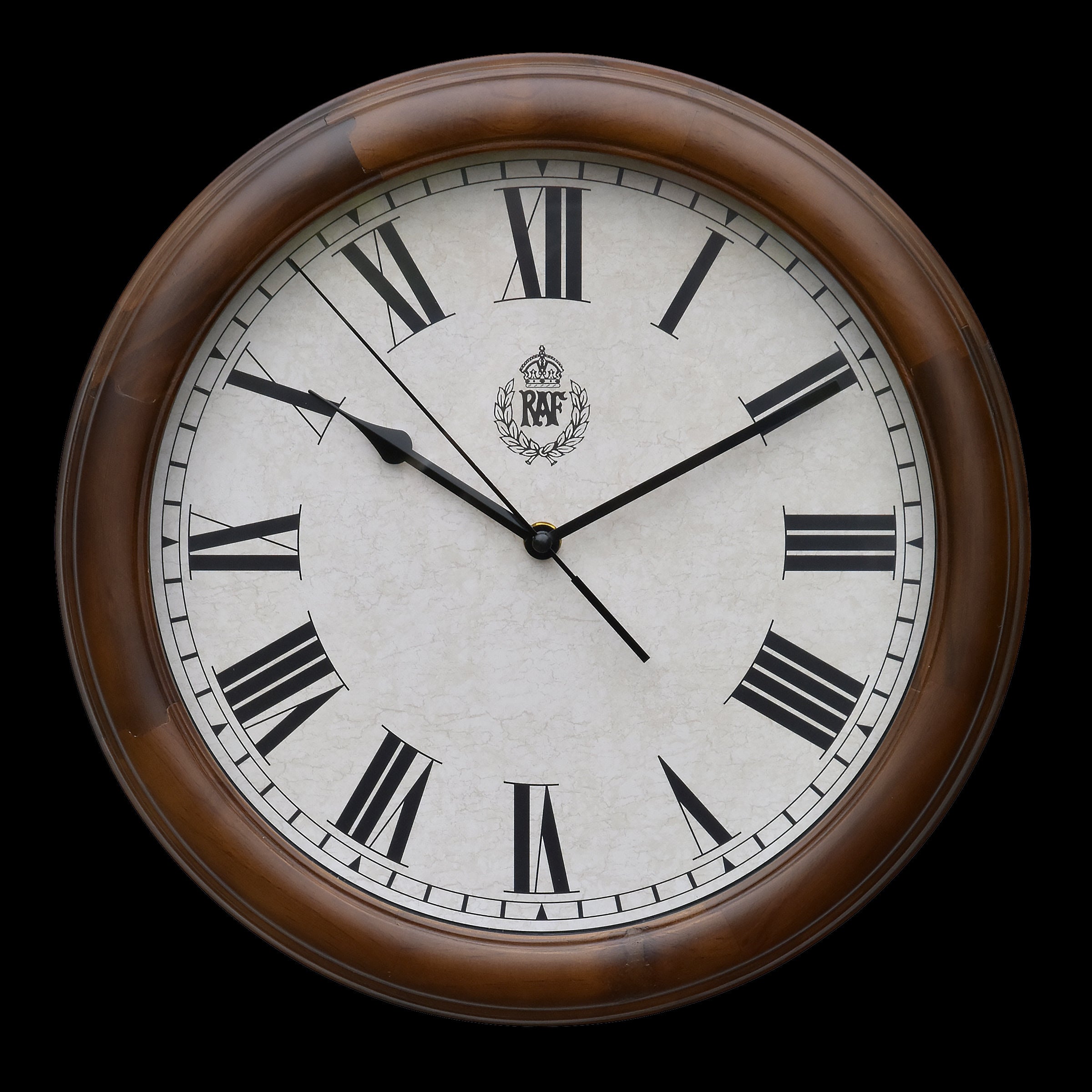Horloge murale en bois réplique Royal Air Force 1940 motif Battle of Britain avec mouvement quartz silencieux et aiguille des secondes à balayage (taille 14" / 35,6 cm)
