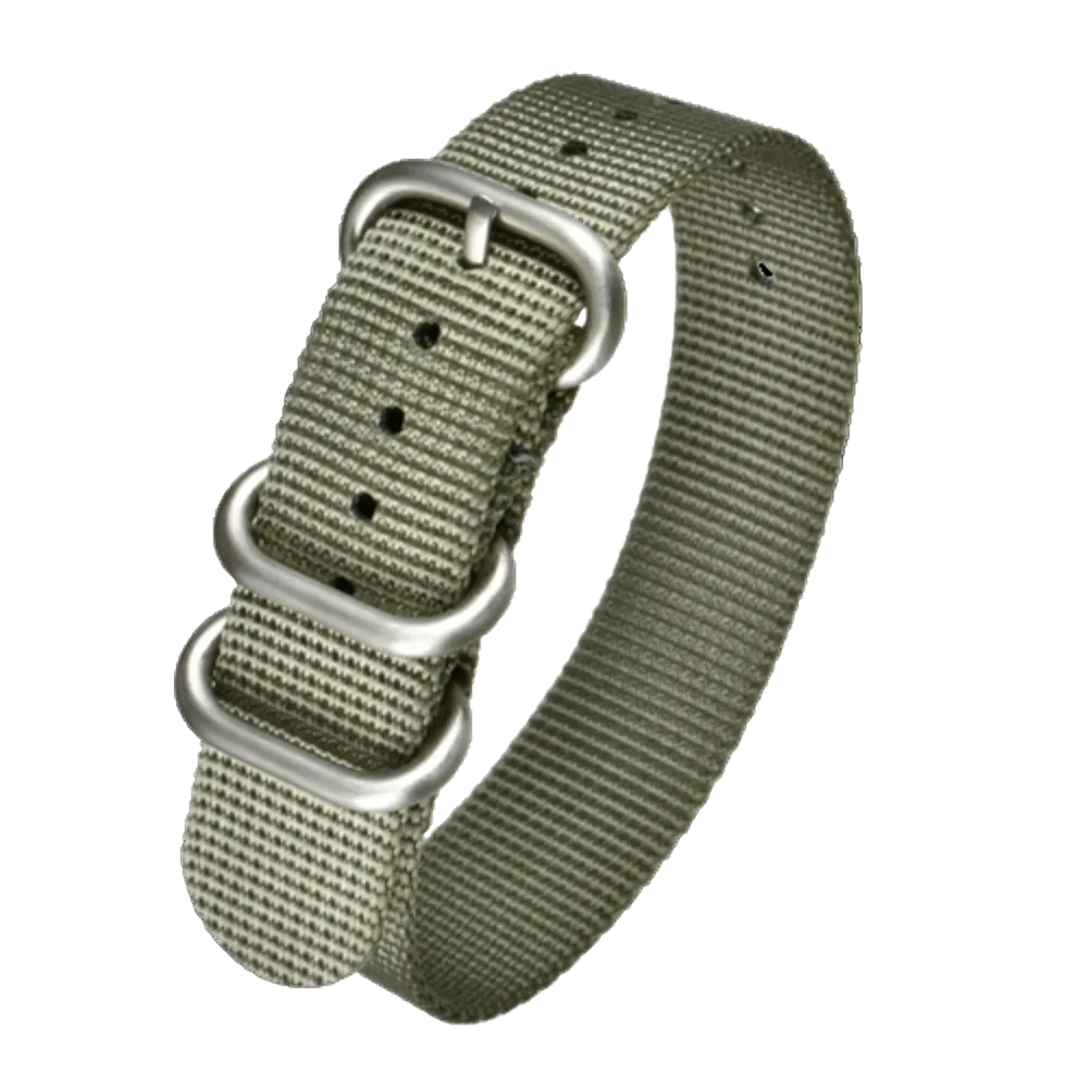 18mm Grey Ballistic Nylon Zulu Pattern Military Watch Strap