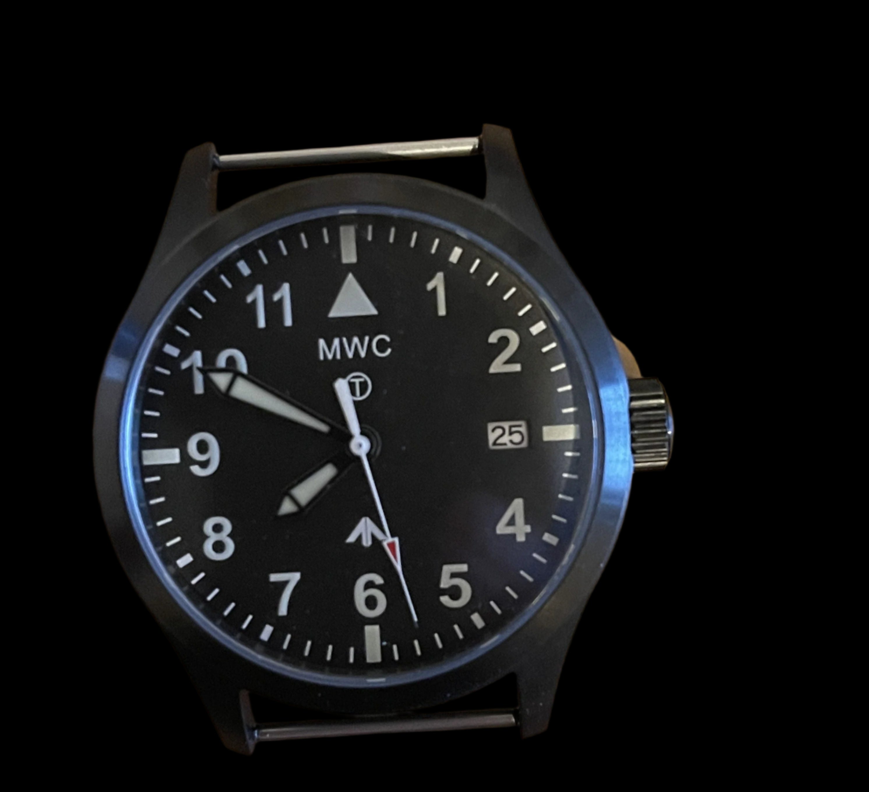 Par de pasadores de reloj diseñados para crear la apariencia de un reloj militar con barras sólidas fijas