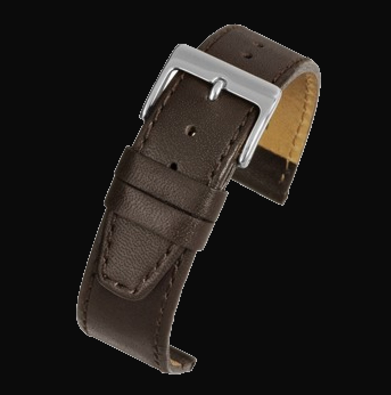 18mm Hochwertiges braunes Kalbleder-Uhrenarmband mit weichem Nubukleder-Futter.