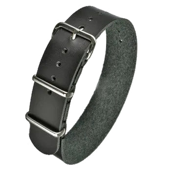 22mm Black Leather NATO Military Watch Strap