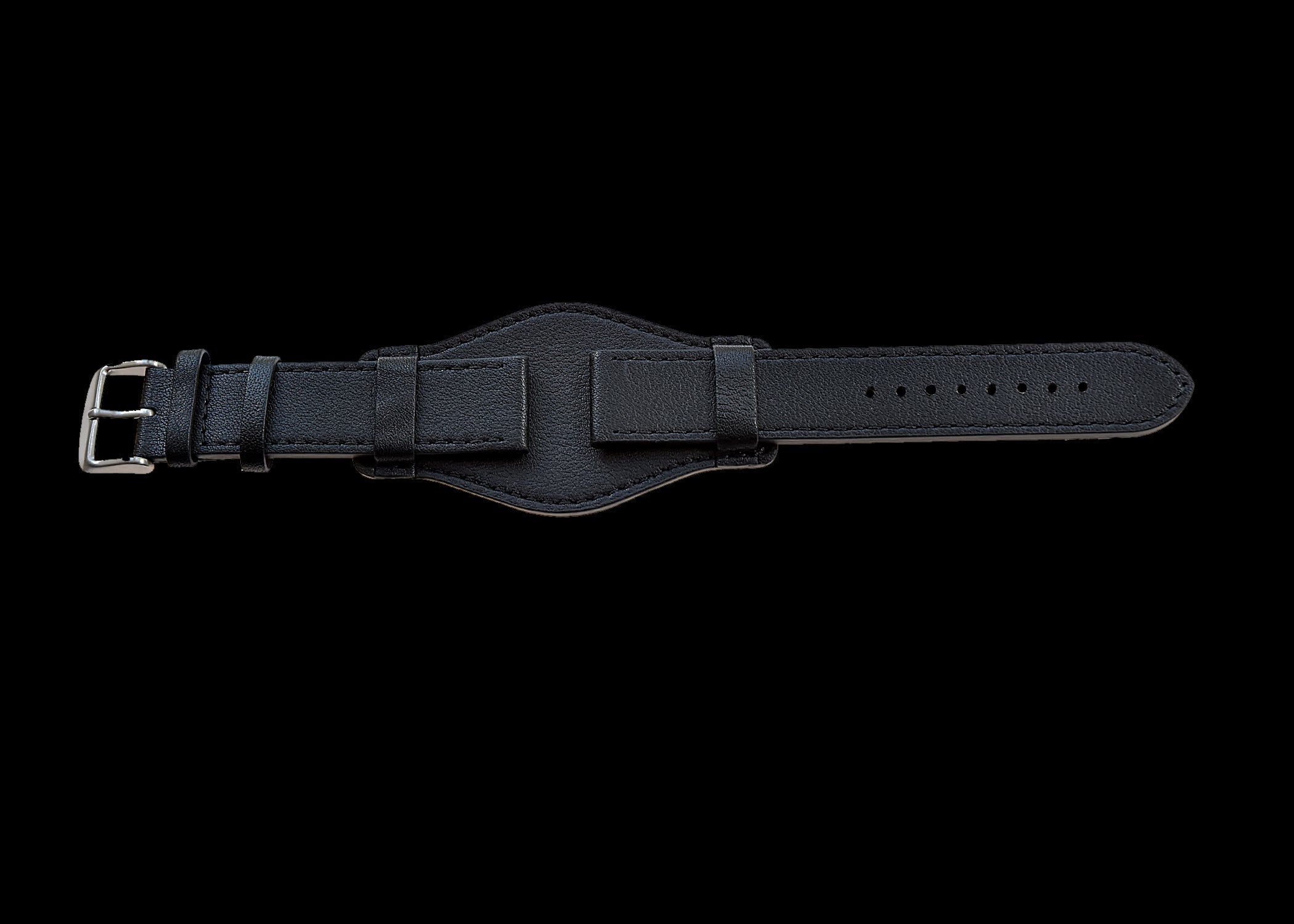 Bracelet de montre militaire en cuir d’aviateur allemand "Luftwaffe / Bund" 24mm