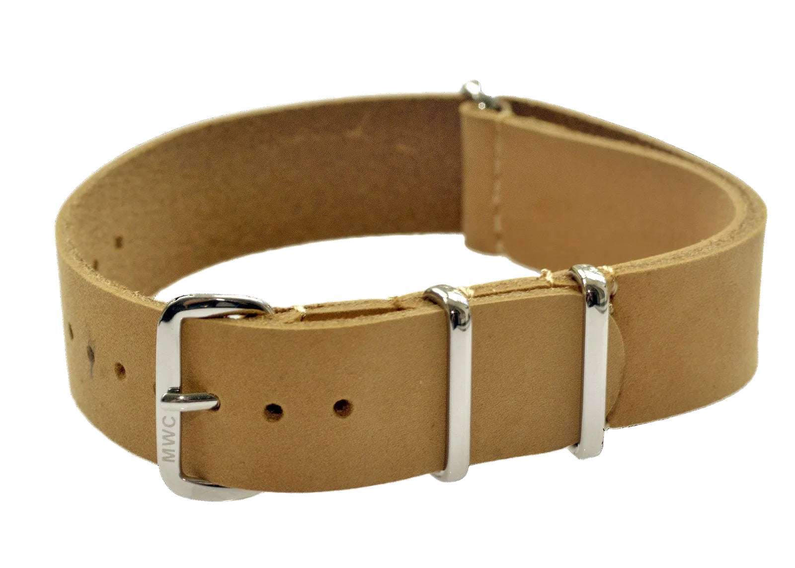 18mm Light Brown Leather NATO Military Watch Strap