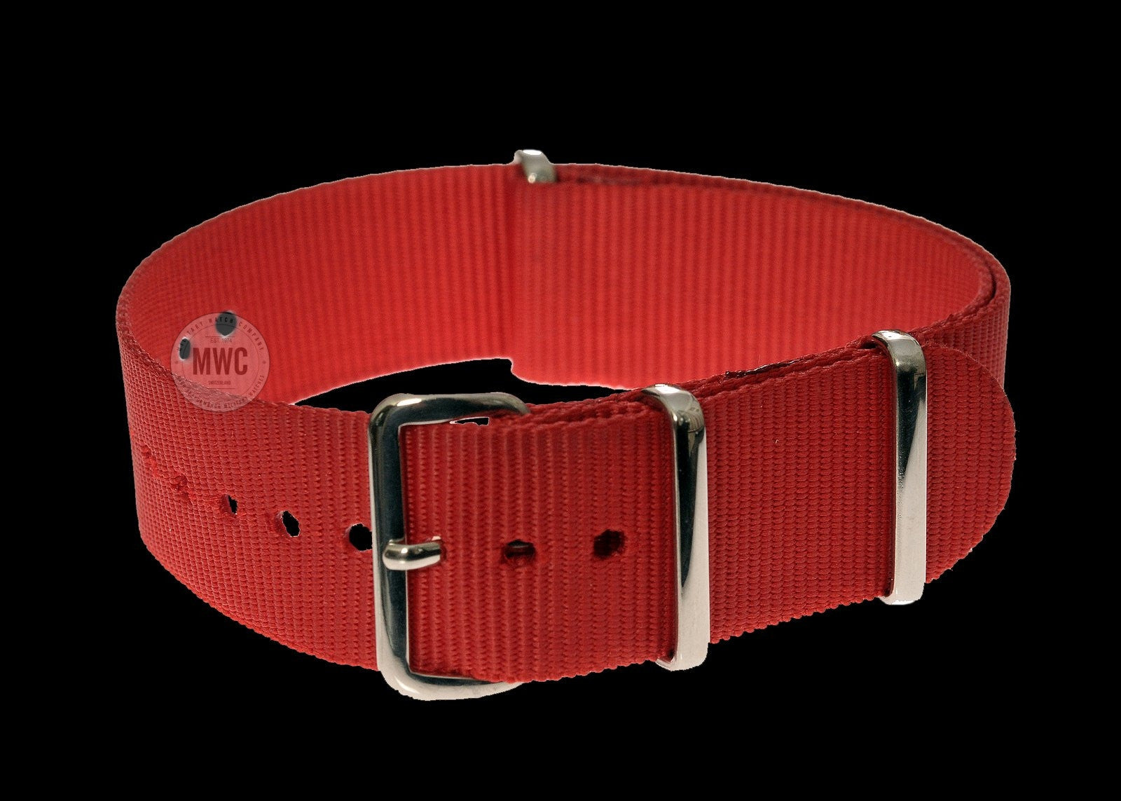 18mm レッド NATO ミリタリーウォッチストラップ