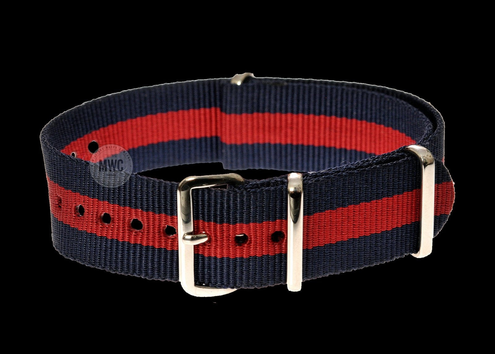 Correa de reloj militar NATO de 18mm en rojo y azul marino