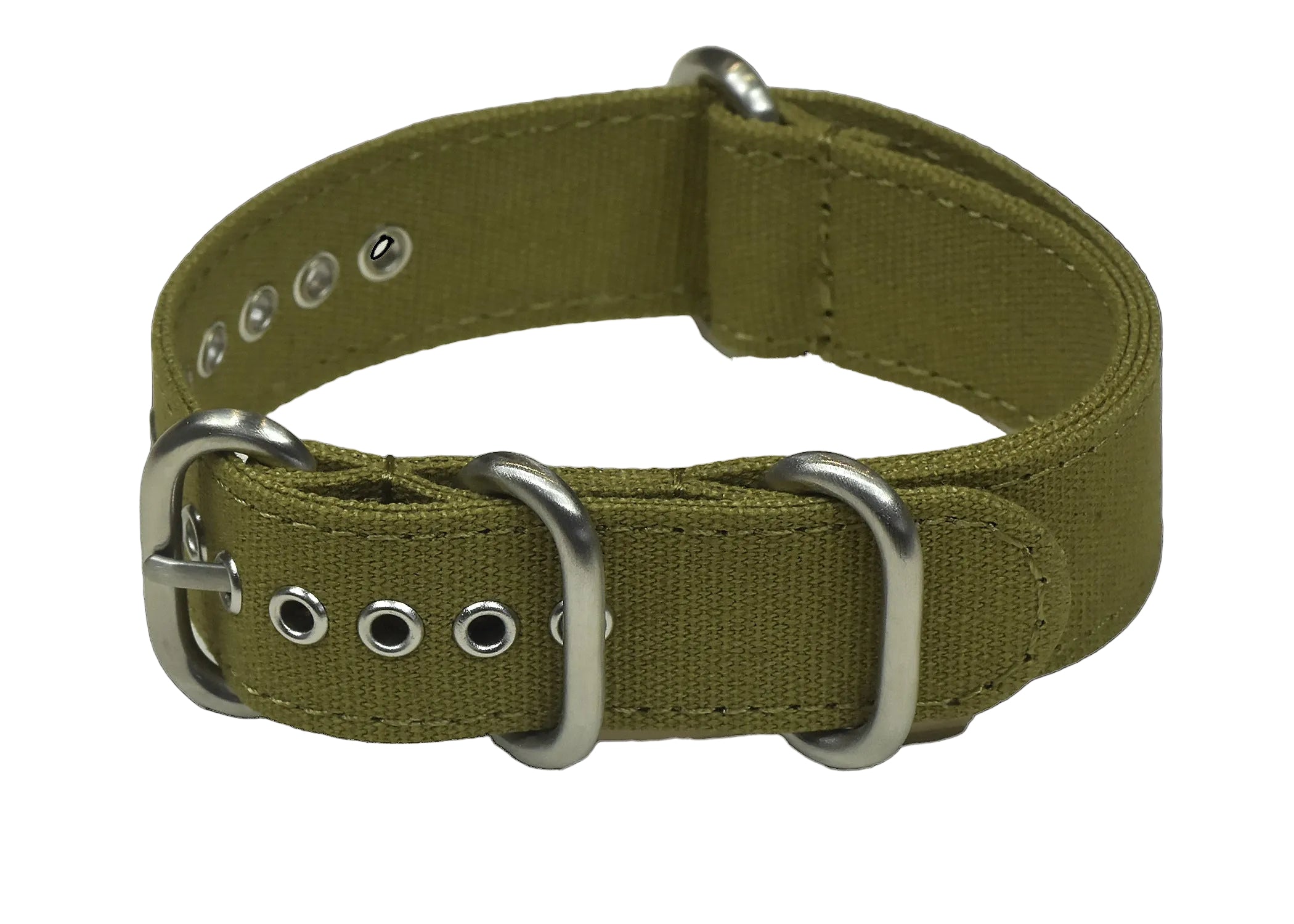 Army Green 22mm Retro Pattern Canvas One Piece Strap