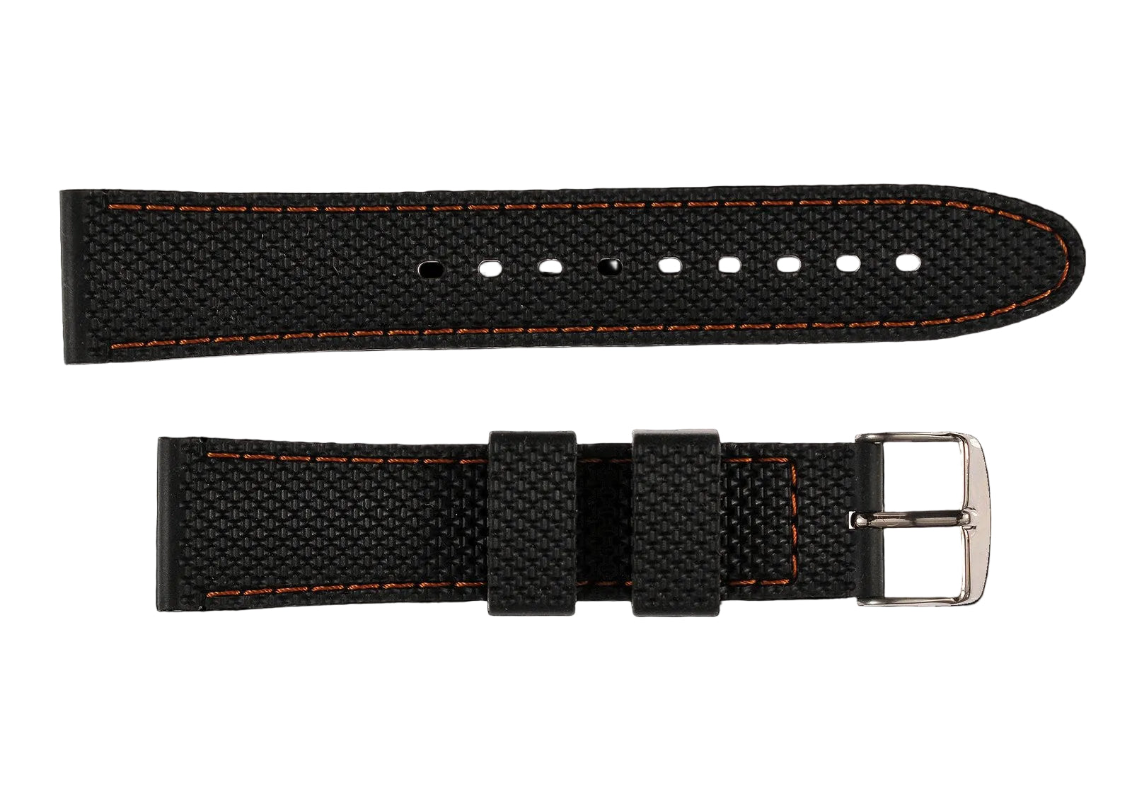 MWC 20mm Silicone Watch Strap with Orange Stitching