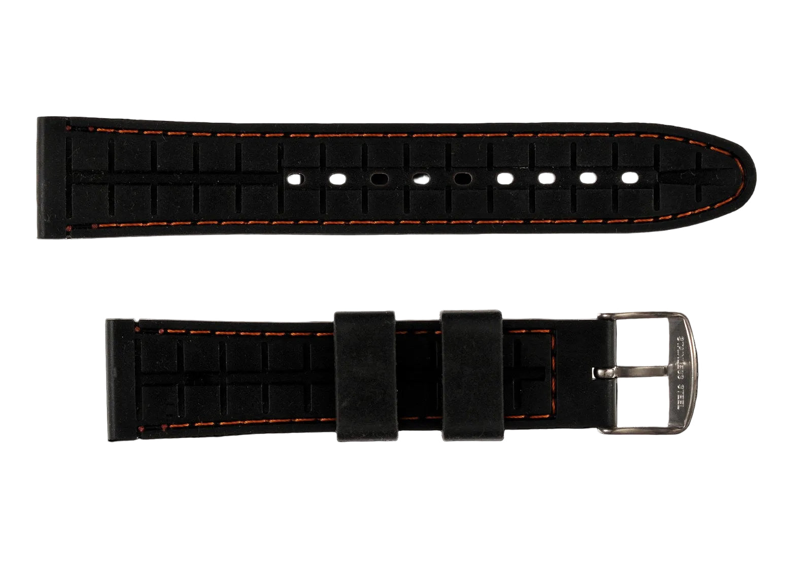 MWC 20mm Silicone Watch Strap with Orange Stitching