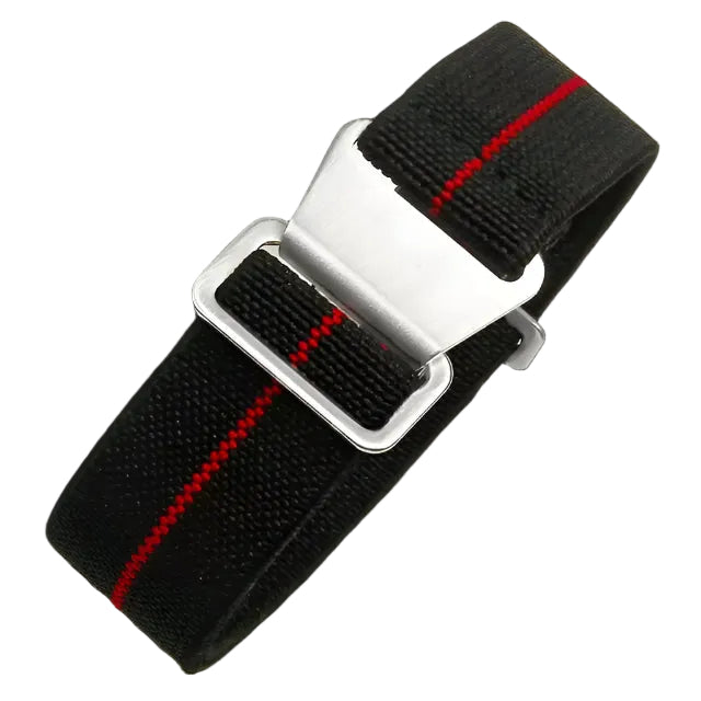22mm elastischer französischer Marine- und Spezialkräfte-Gurt in Schwarz mit einem roten Streifen