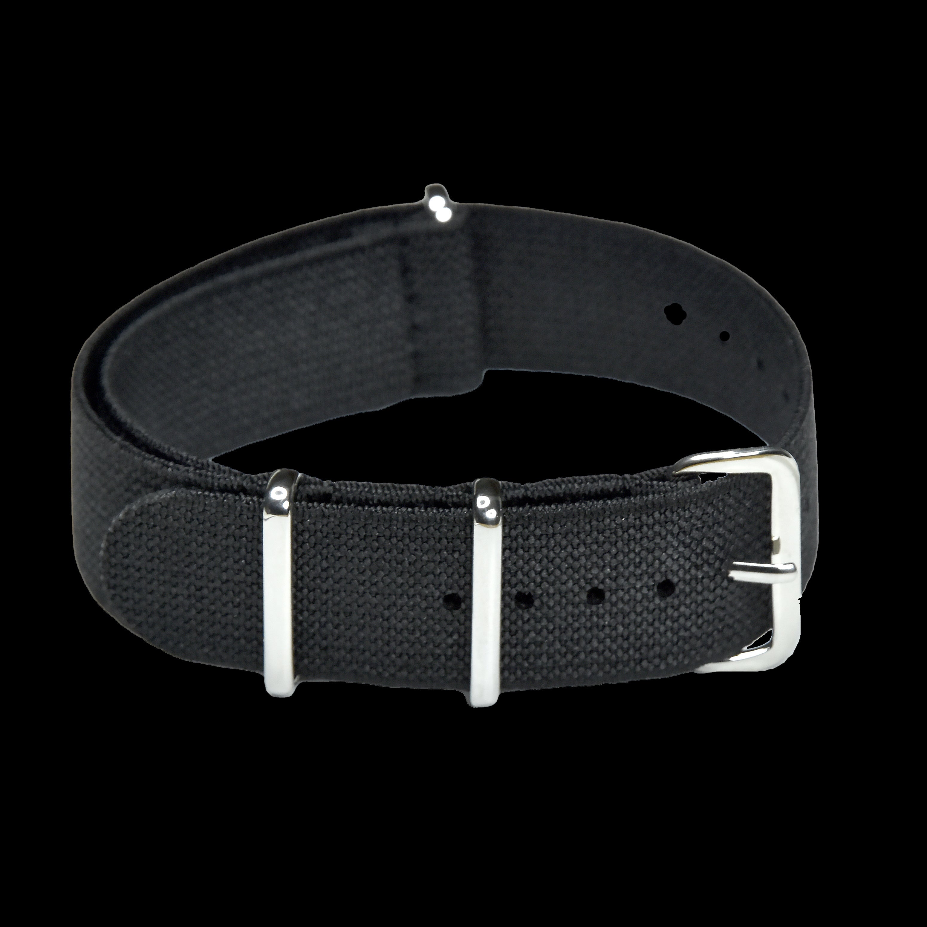 Correa de reloj militar NATO elástica negra de 20mm