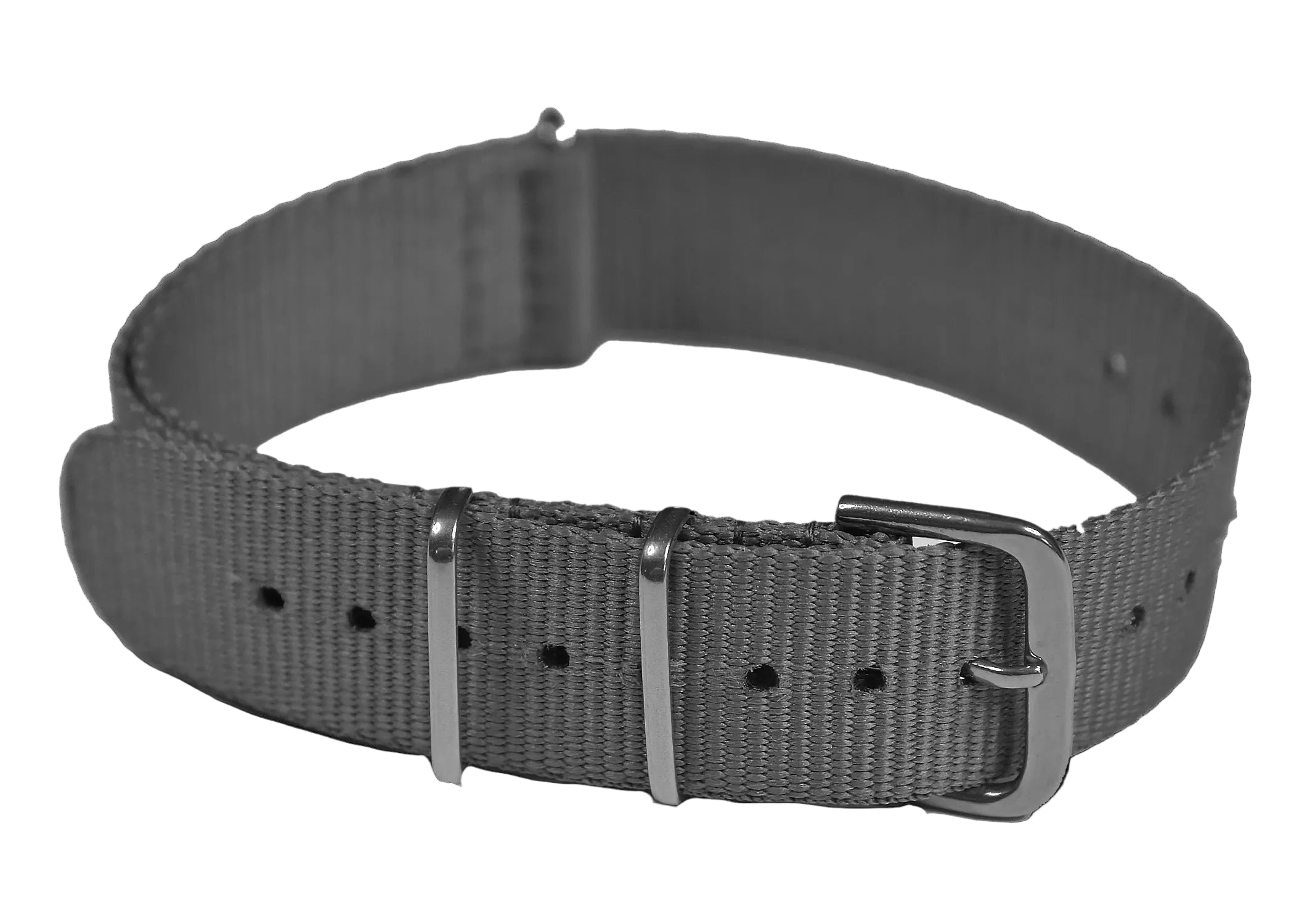 18mm Dark Grey NATO Military Watch Strap in Ballistic Nylon with Stainless Steel Fasteners