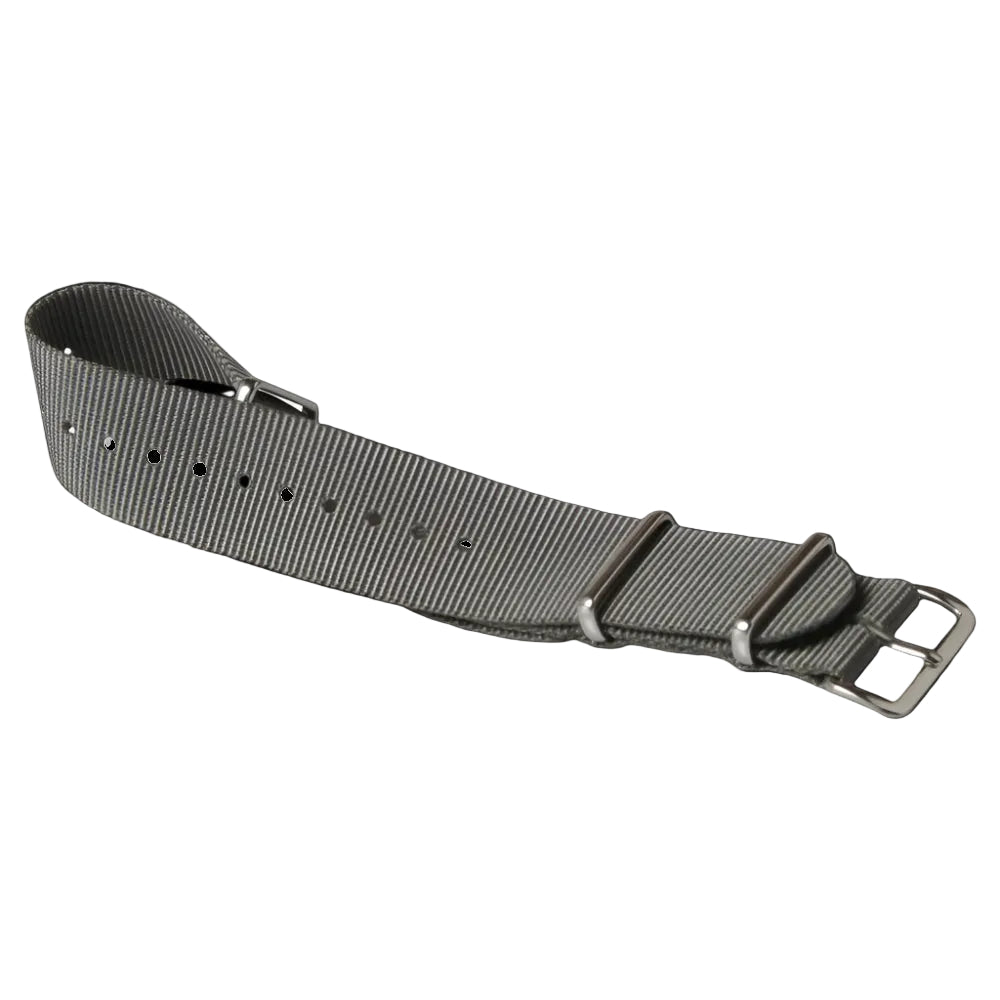 Bracelet de montre militaire NATO gris amirauté 22mm en nylon balistique avec attaches en acier inoxydable