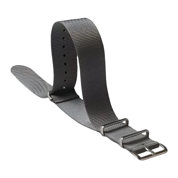 Correa de reloj militar NATO gris Almirantazgo de 18mm en nailon balístico con cierres de acero inoxidable