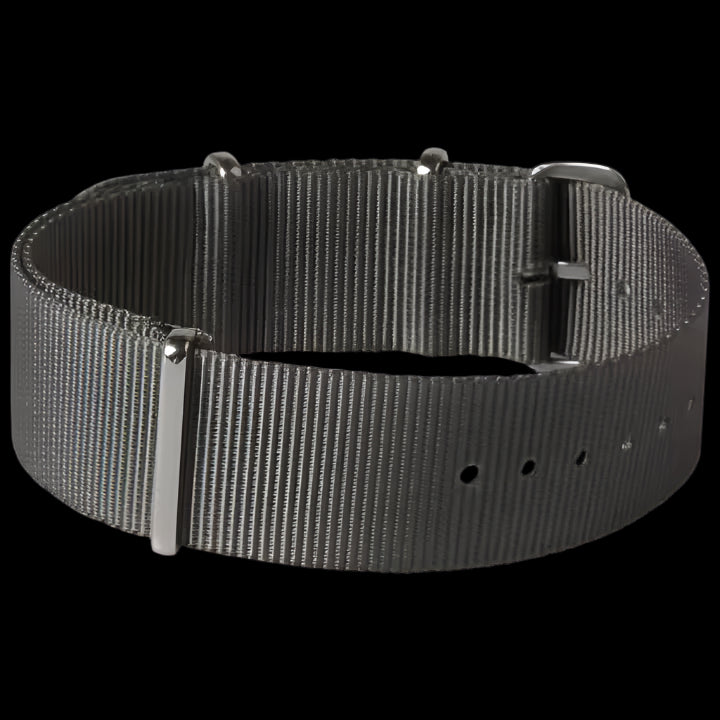 Bracelet de montre militaire NATO gris amirauté 24mm en nylon balistique avec attaches en acier inoxydable