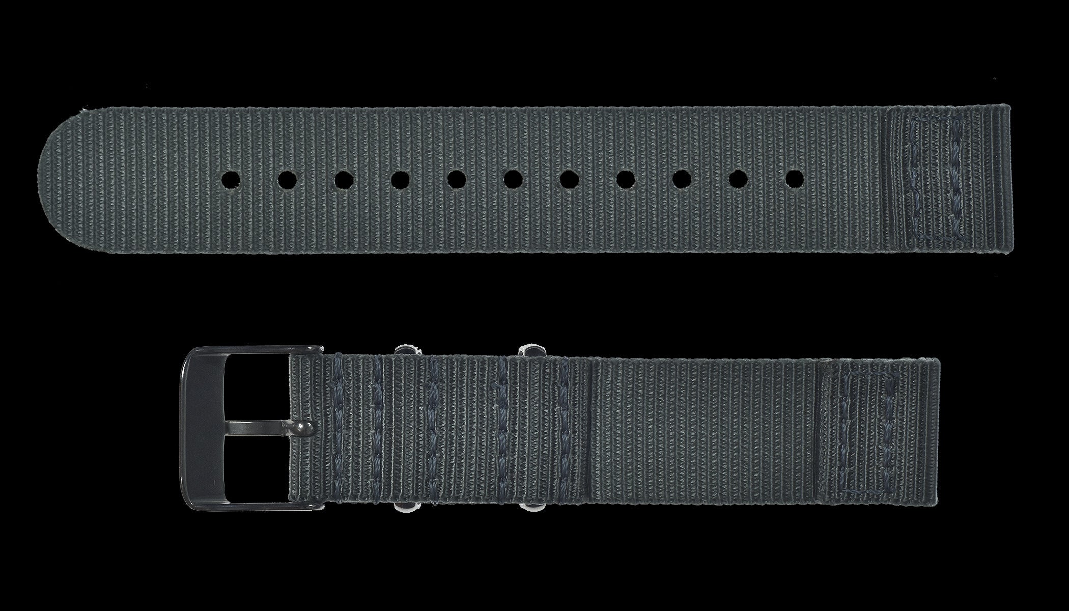 Bracelet montre militaire NATO 2 pièces 18mm gris en nylon balistique avec attaches en acier inoxydable