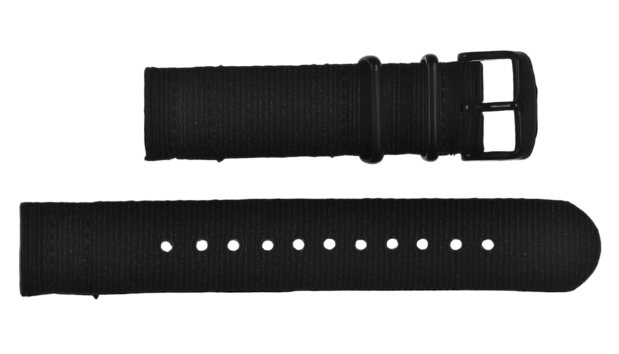 2 Piece 20mm PVD Black NATO Military Watch Strap in Ballistic Nylon