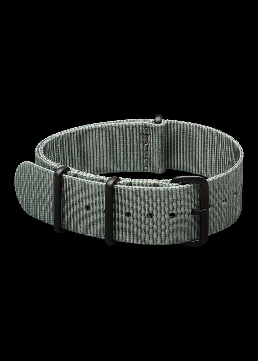 Correa de reloj NATO gris de 20 mm con hebillas ocultas de acero inoxidable negro PVD