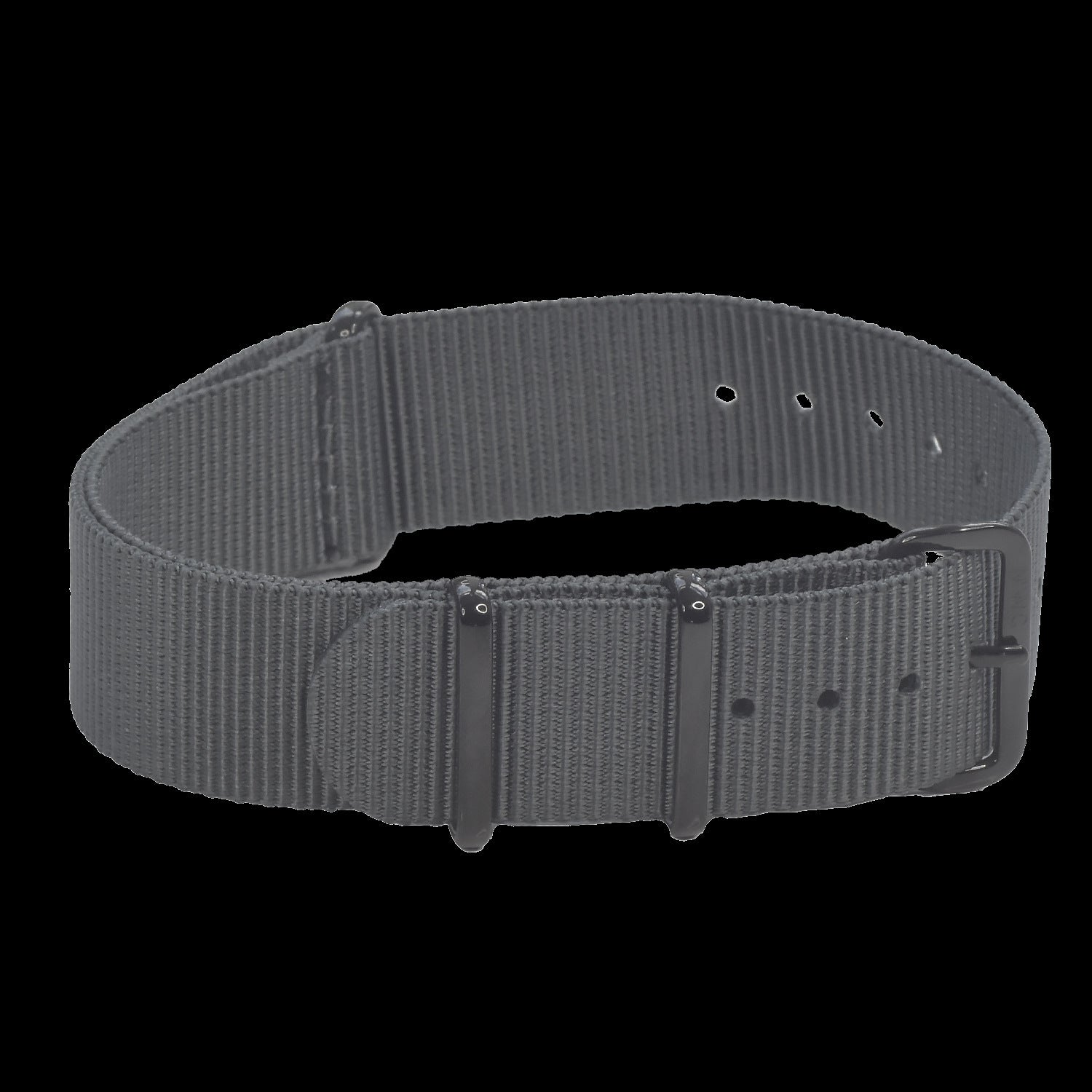 Cinturino per orologio NATO grigio ammiragliato 20mm con fibbie nere PVD discrete