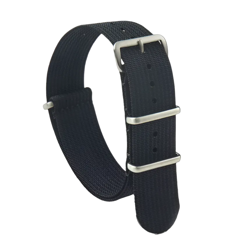 18mm Ribbed Black NATO Military Watch Strap