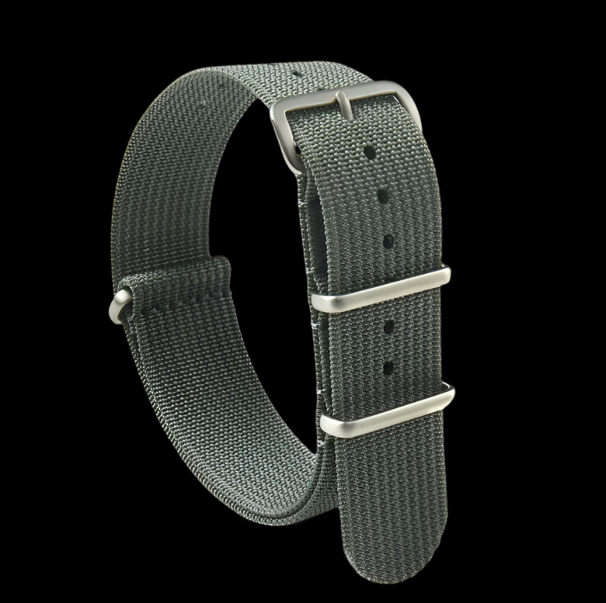 Bracelet militaire NATO gris côtelé 22mm