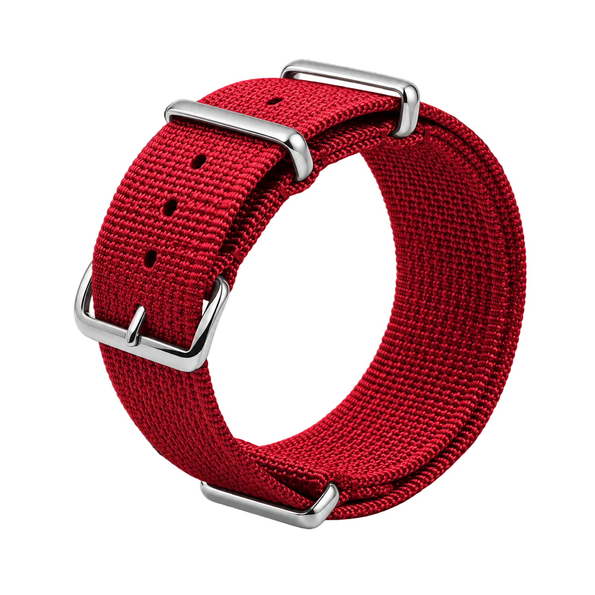 18mm Ribbed Red NATO Military Watch Strap