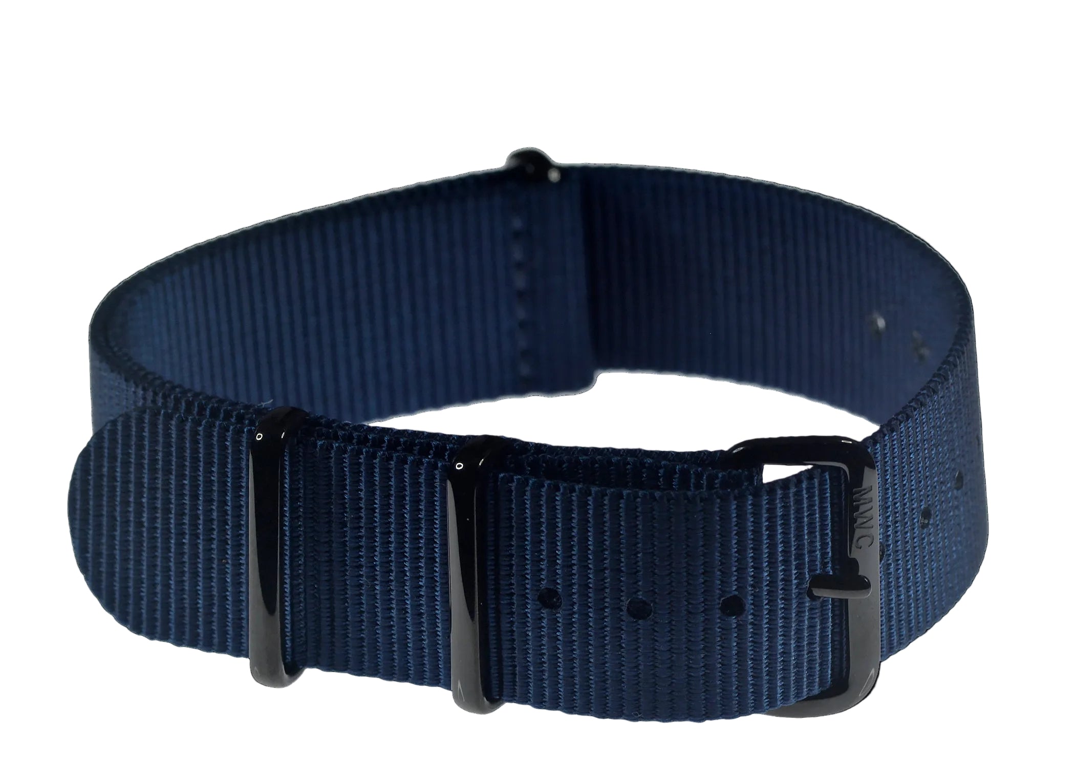 24mm Navy Blue NATO Watch Strap with Covert PVD Black Buckles