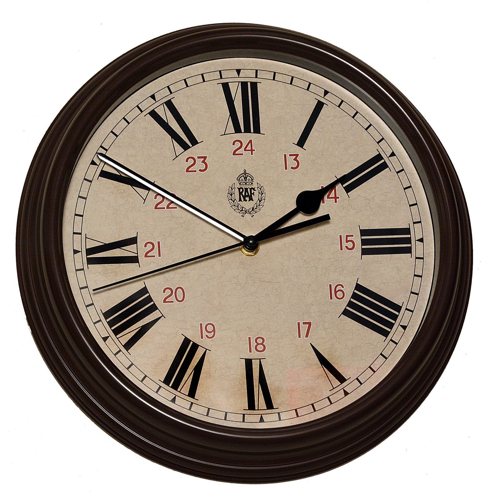 Réplica de reloj de pared patrón RAF 1943 12/24 con movimiento de cuarzo silencioso y segundero barrido (tamaño 12"/30.5cm)