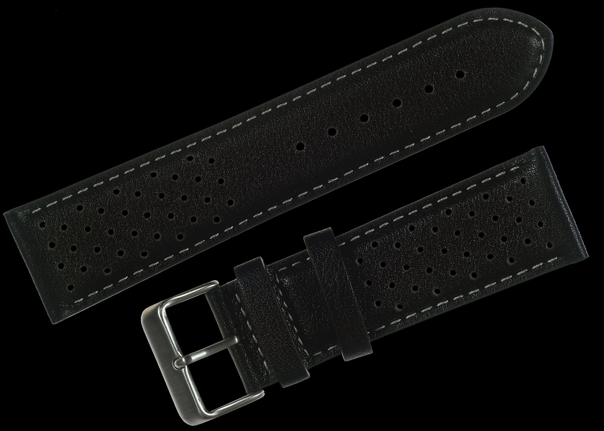 Bracelet montre en cuir noir 18mm motif rétro rallye classique des années 1970/1980