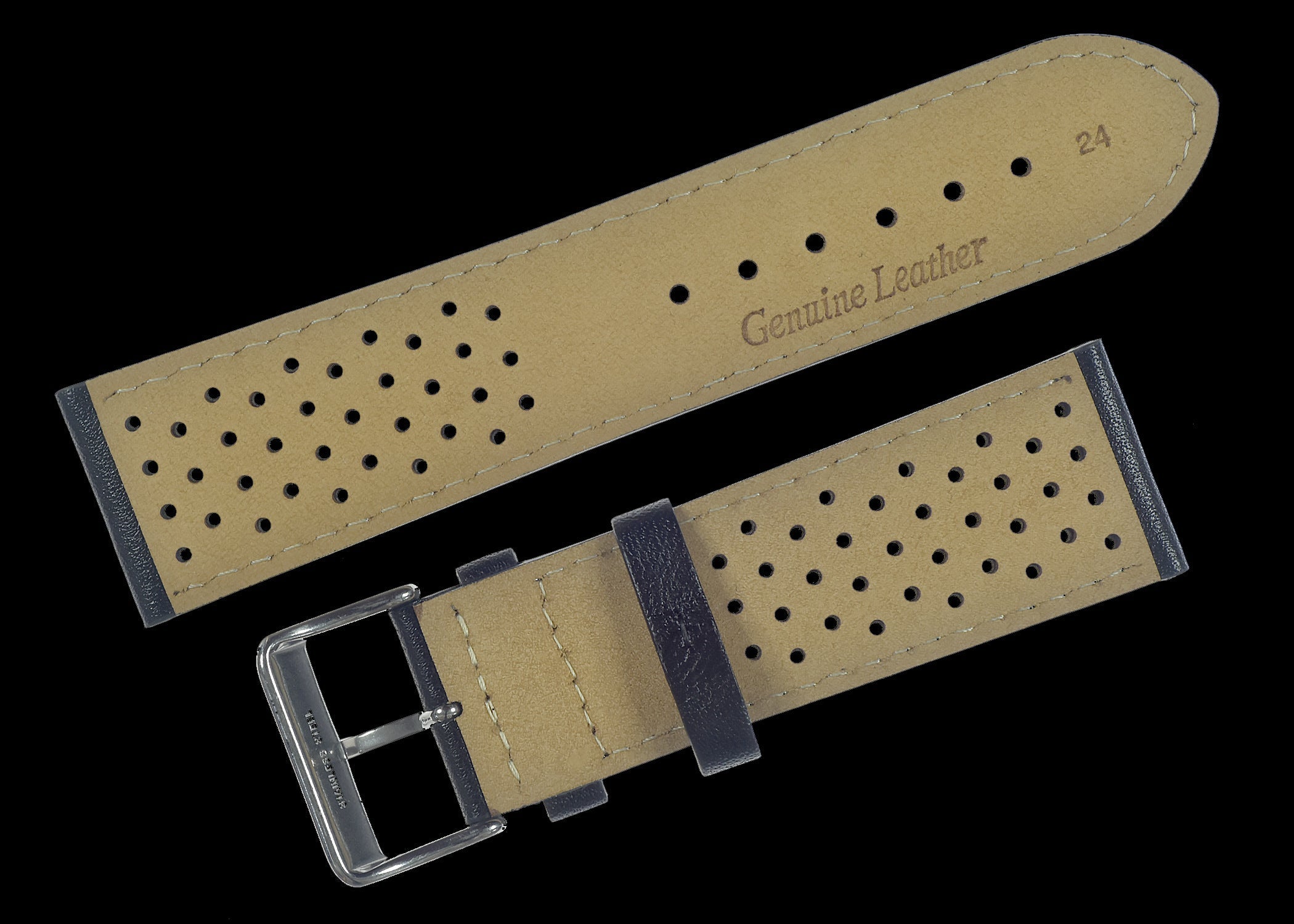 Bracelet montre en cuir noir 18mm motif rétro rallye classique des années 1970/1980