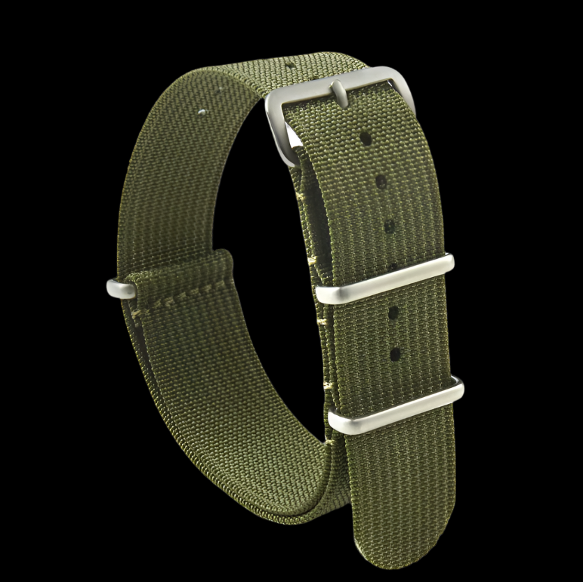 Bracelet militaire NATO kaki armée côtelé 18mm
