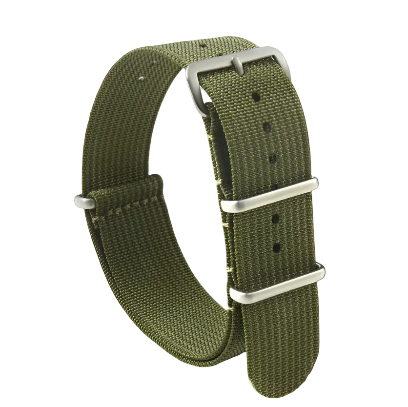 20mm Ribbed Army Green NATO Military Watch Strap