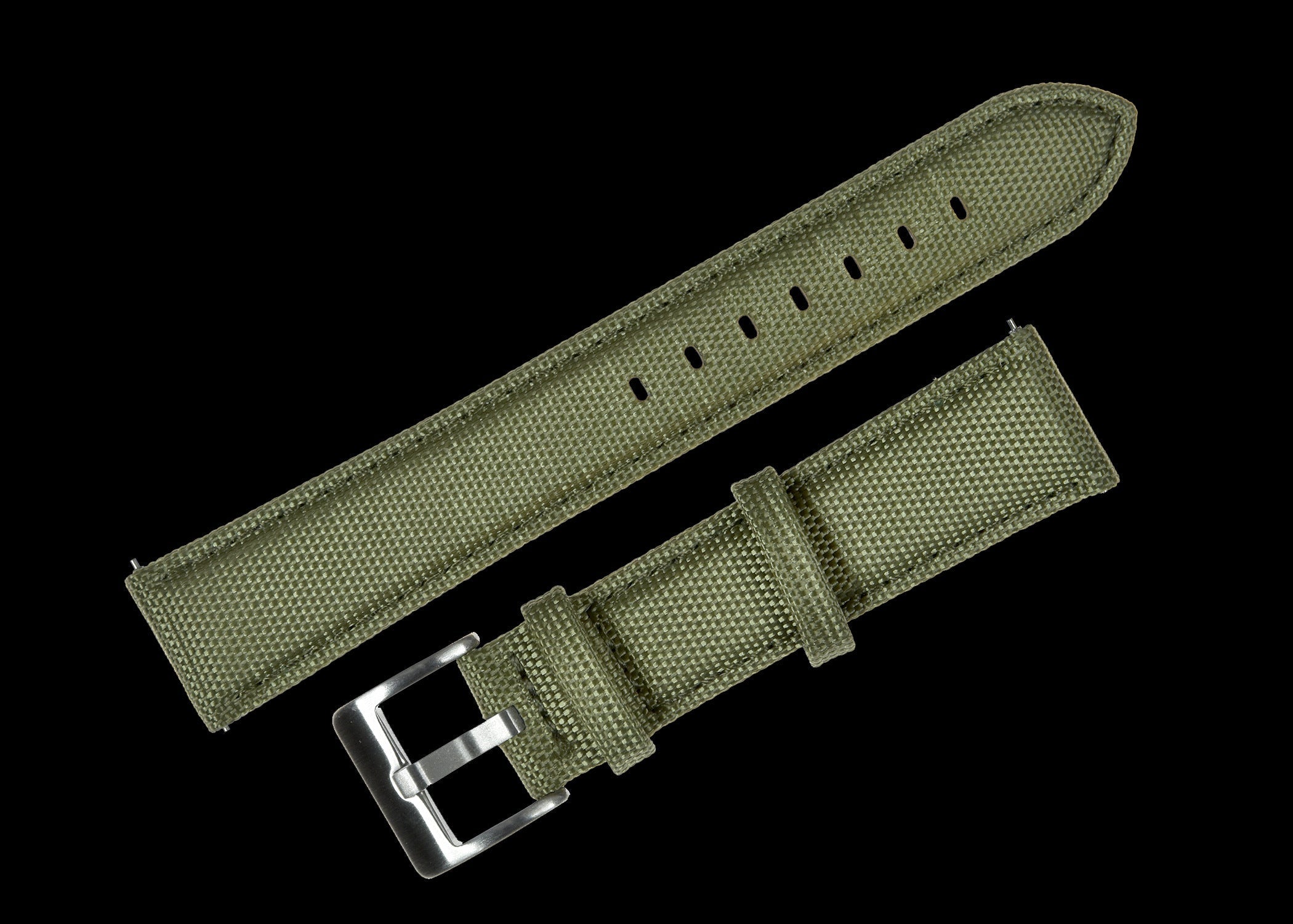 Bracelet de montre en toile de voile CORDURA® vert olive 22mm