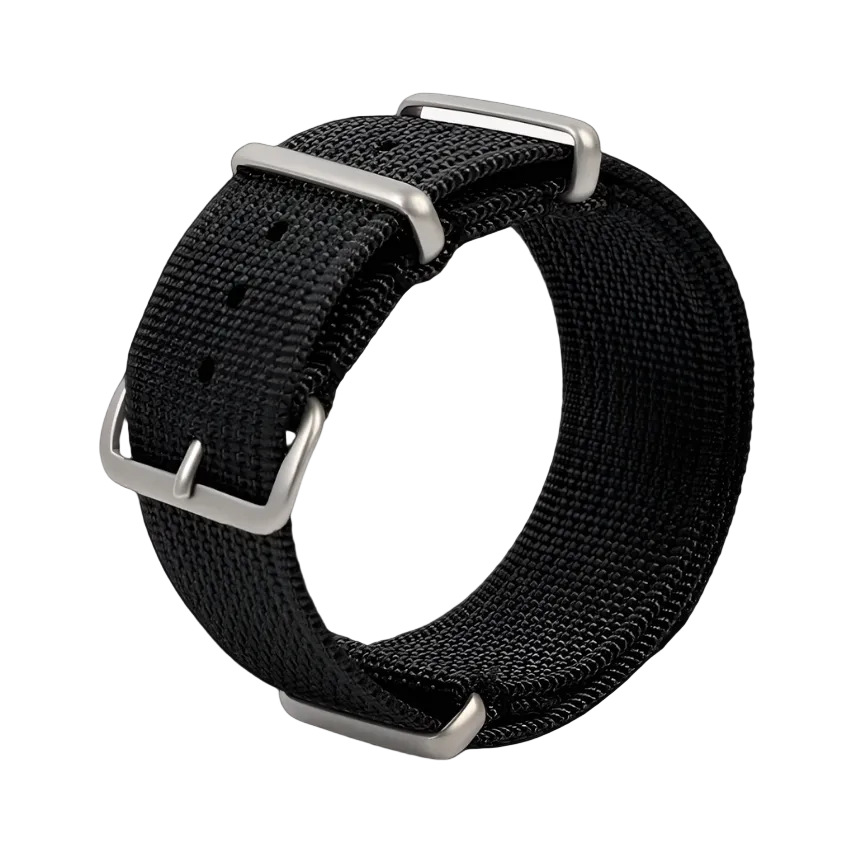 18mm Ribbed Black NATO Military Watch Strap
