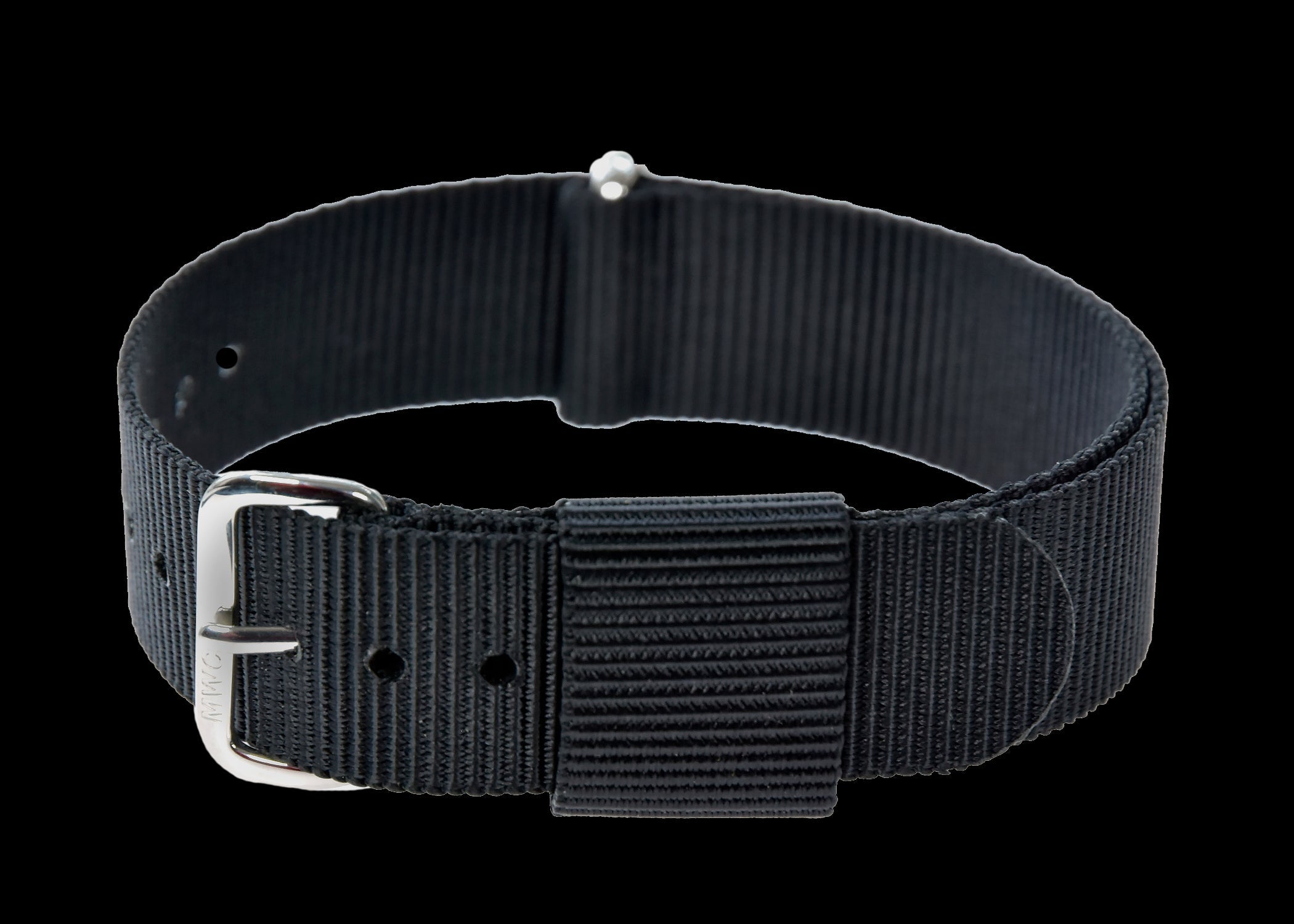 Correa de reloj militar híbrida negra de patrón estadounidense de 20 mm (cierres cromados)