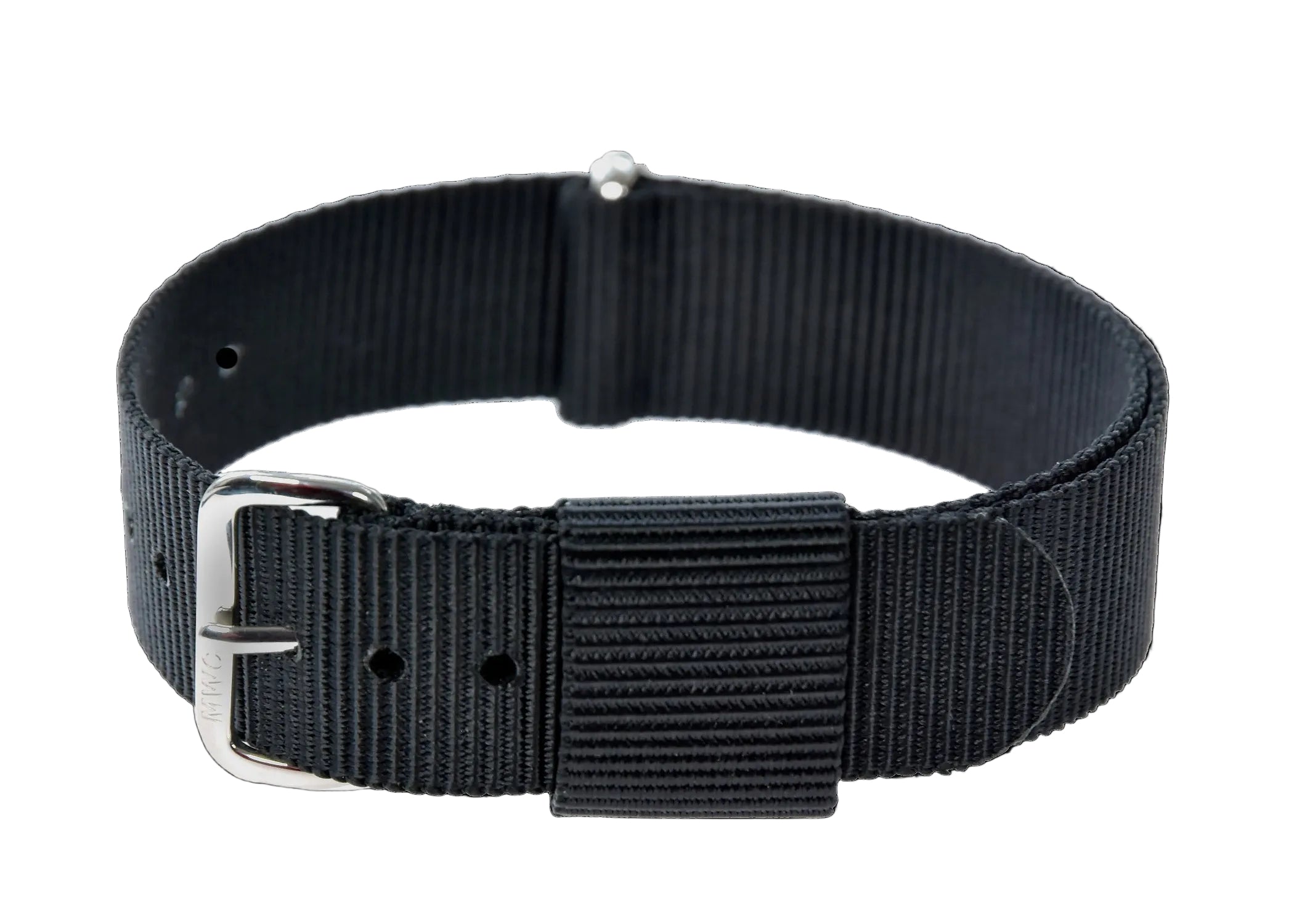 20mm US Pattern Hybrid Black Military Watch Strap (Chrome Fasteners)