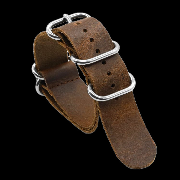 20mm braunes Hochwertiges Sattelleder Zulu Militär-Uhrenarmband