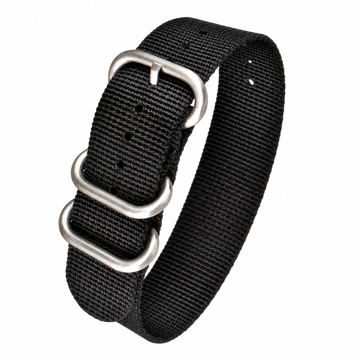 22mm Black Zulu Pattern Nylon Military Watch Strap