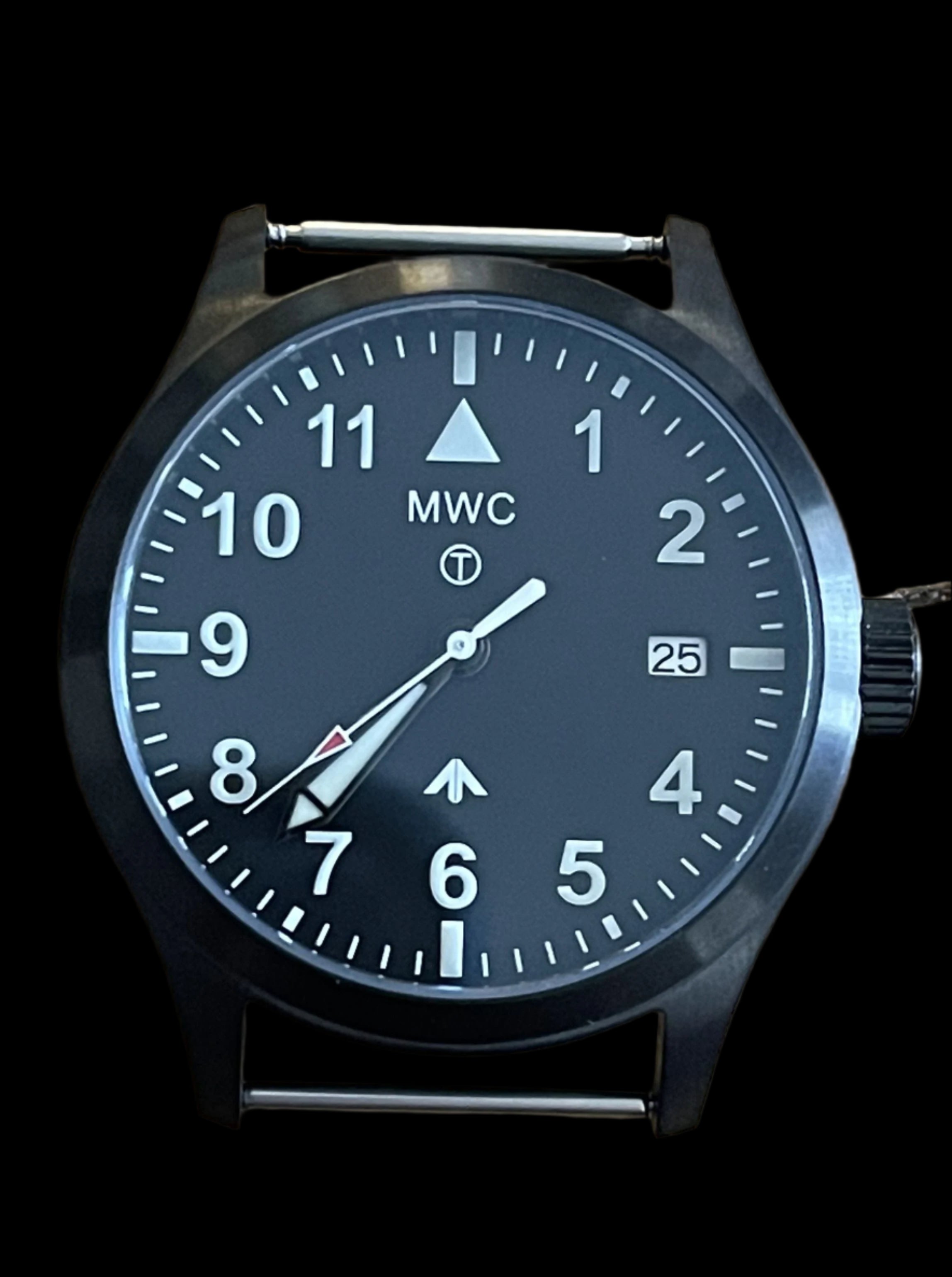 Par de pasadores de reloj diseñados para crear la apariencia de un reloj militar con barras sólidas fijas