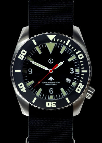 MWC "Depthmaster" 100atm / 3,280ft / 1000m Water Resistant Military Divers Watch in Stainless Steel Case with Helium Valve (Quartz)