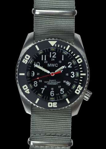 MWC "Depthmaster" 100atm / 3,280ft / 1000m Water Resistant Military Divers Watch in a Stainless Steel Case with GTLS and Helium Valve (10 Year Battery Life)