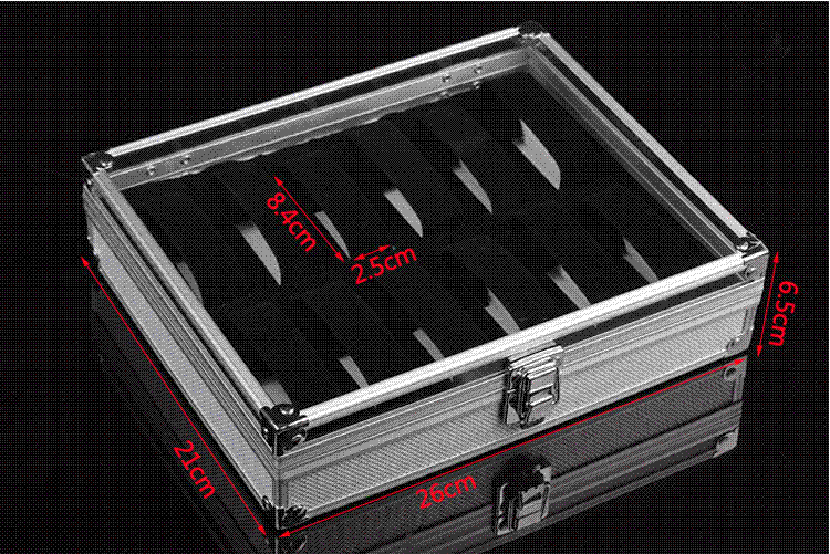 Boîte d'exposition en aluminium pour 12 montres avec couvercle transparent