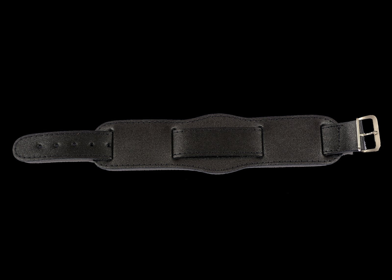 Bracelet de montre militaire en cuir noir motif années 1950 18mm